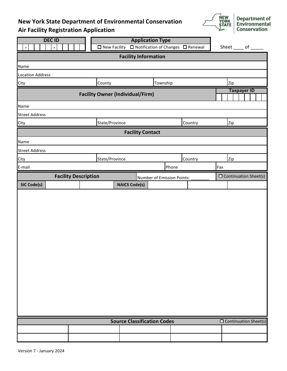 Air Facility Registration Application - New York, Page 3
