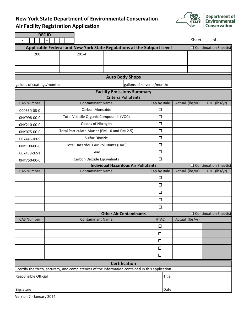 Air Facility Registration Application - New York, Page 4