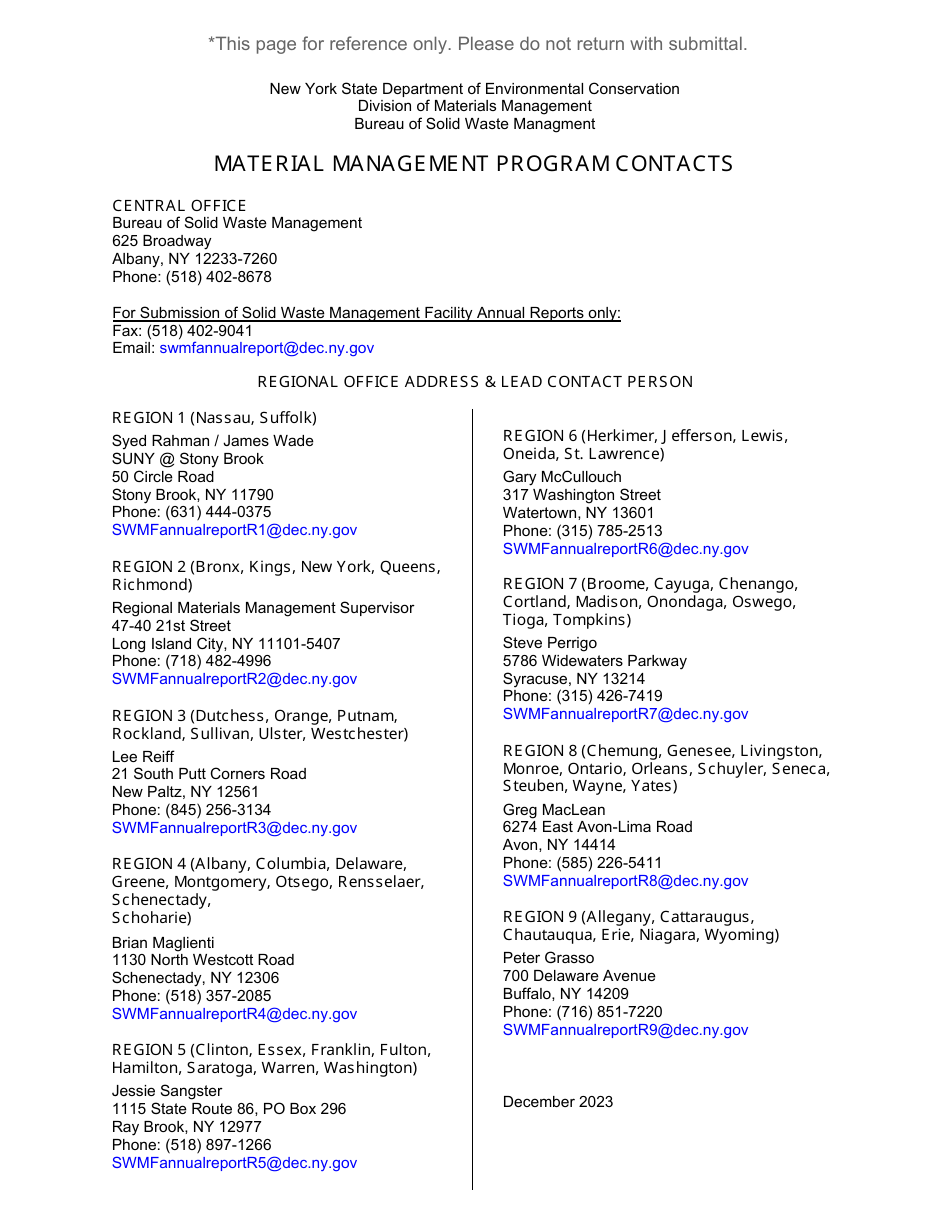 Land Clearing Debris Landfill Annual Report - New York, Page 11