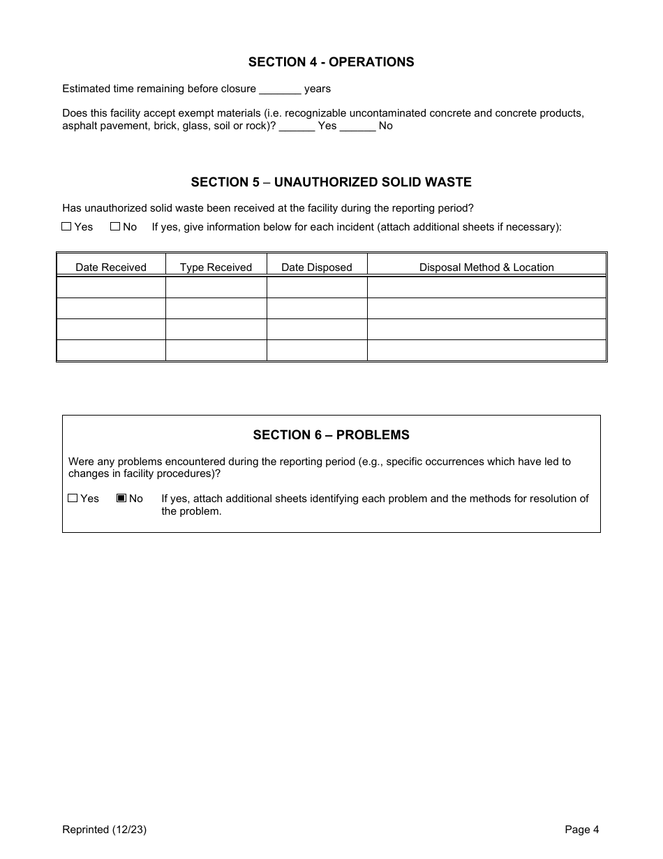 Land Clearing Debris Landfill Annual Report - New York, Page 4
