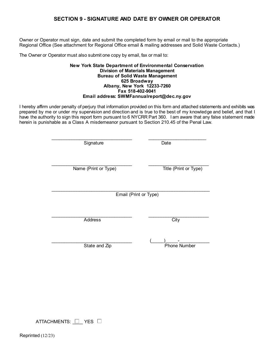 Regulated Medical Waste Facility Annual Report - New York, Page 5