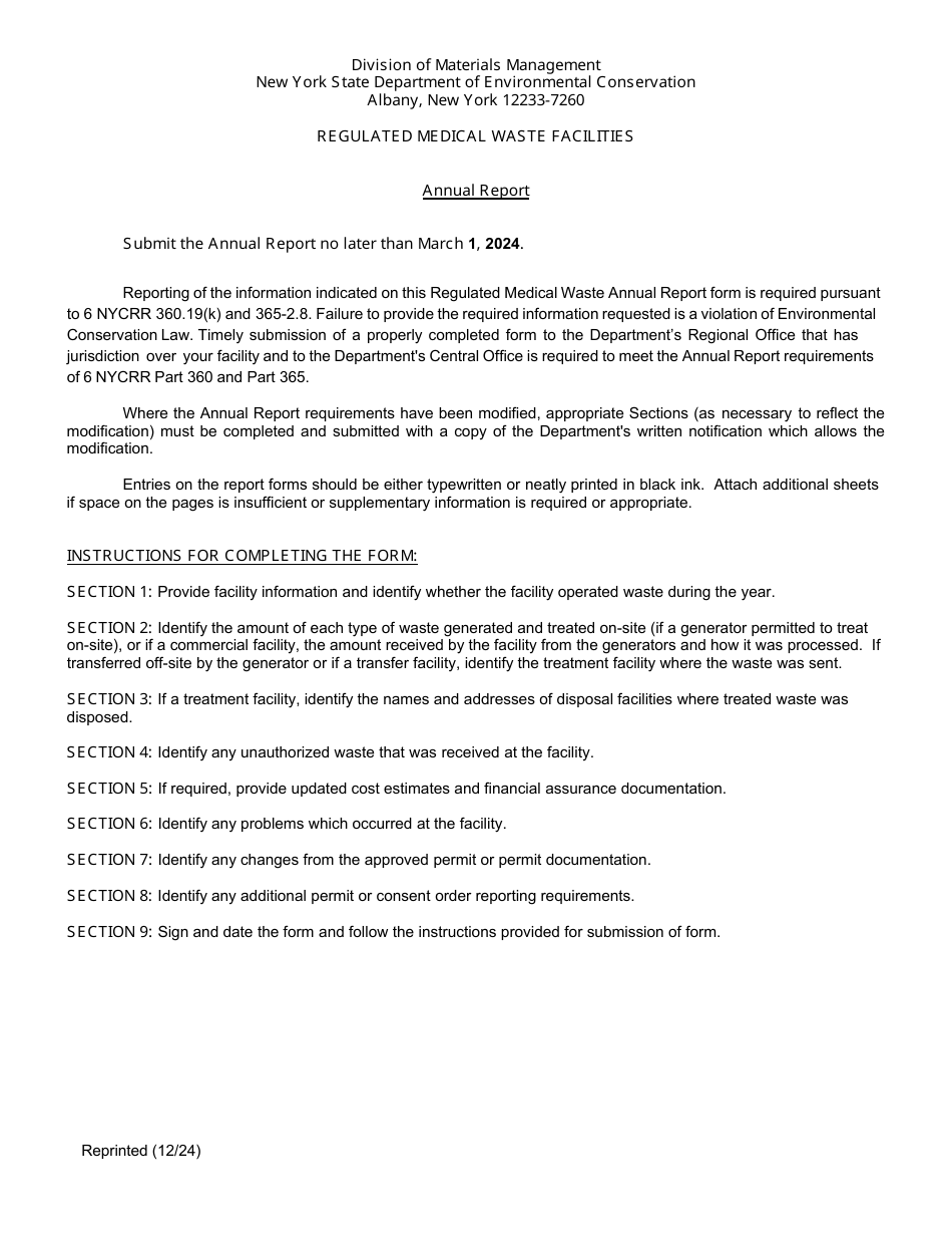 Regulated Medical Waste Facility Annual Report - New York, Page 6