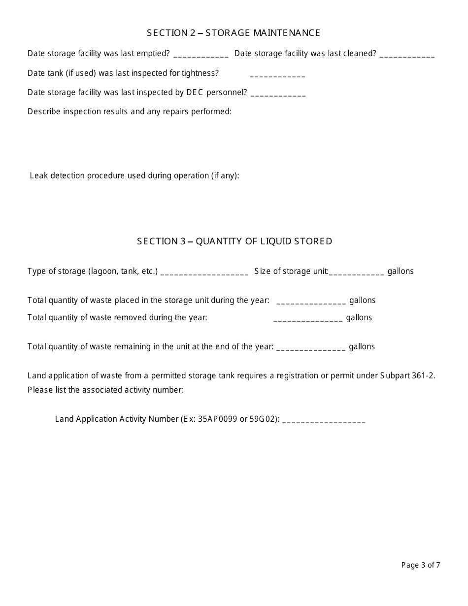 Permitted Liquid Storage Facility Annual Report - New York, Page 3