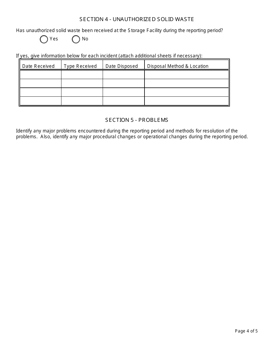 Registered Septage Storage Facility Annual Report - New York, Page 4