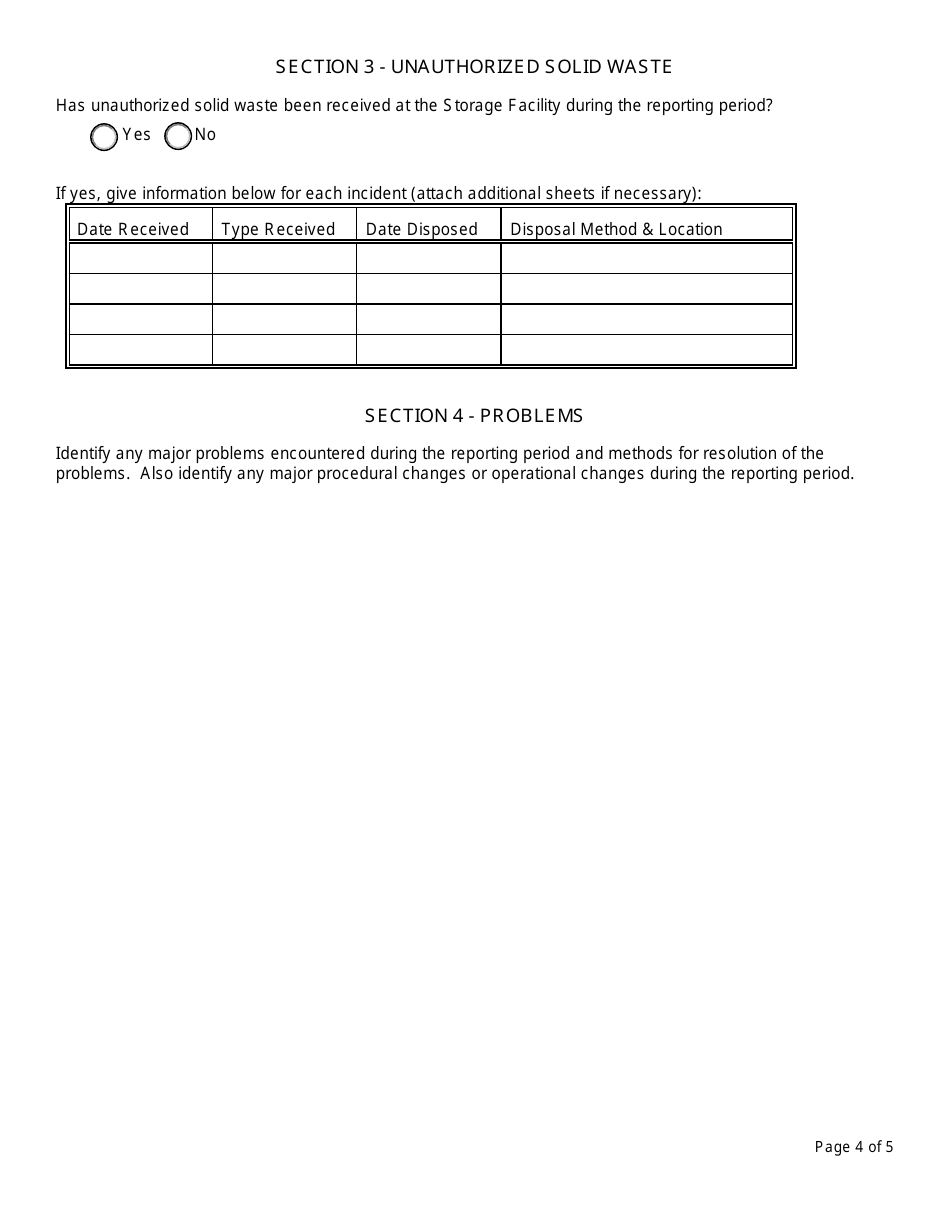 Registered Recognizable Food Processing Waste Storage Facility Annual Report - New York, Page 4