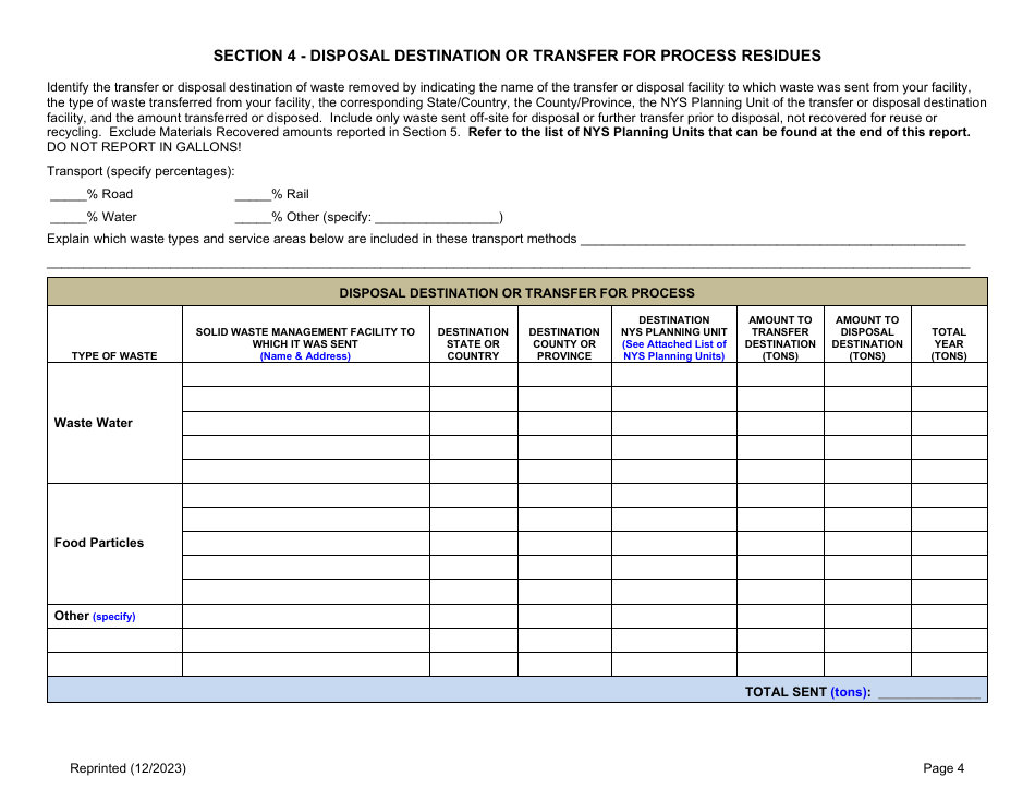 Used Cooking Oil and / or Yellow Grease Processing Facility Annual Report - New York, Page 4