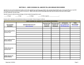 Used Cooking Oil and/or Yellow Grease Processing Facility Annual Report - New York, Page 5