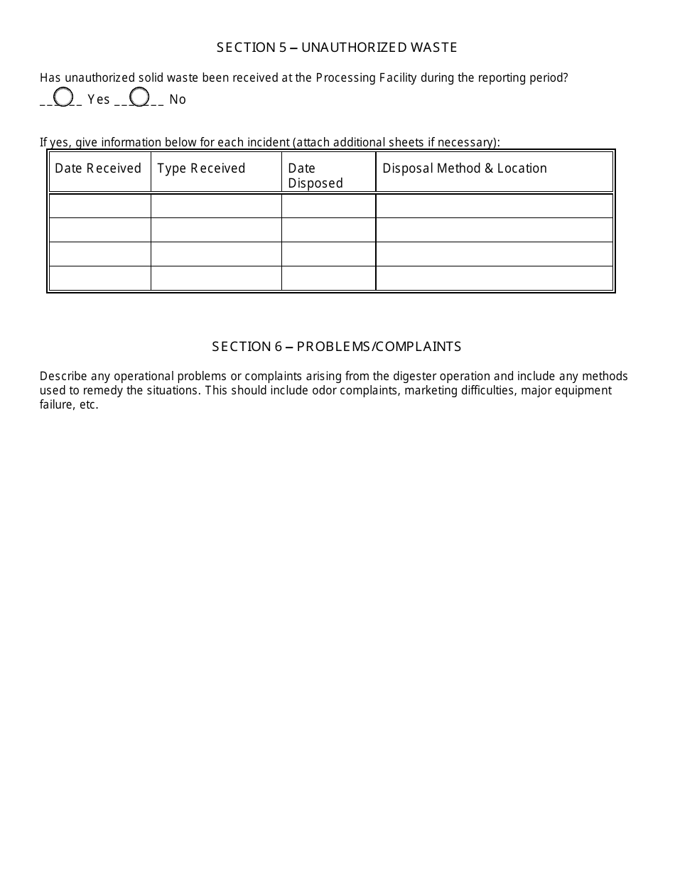 Registered Anaerobic Digester Annual Report - New York, Page 5