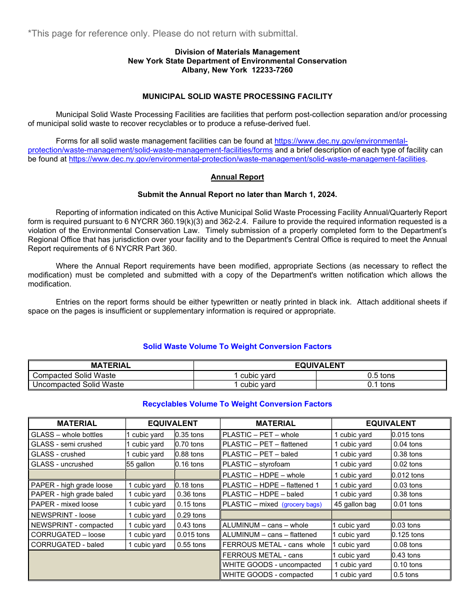 Municipal Solid Waste Processing Facility Annual Report - New York, Page 10