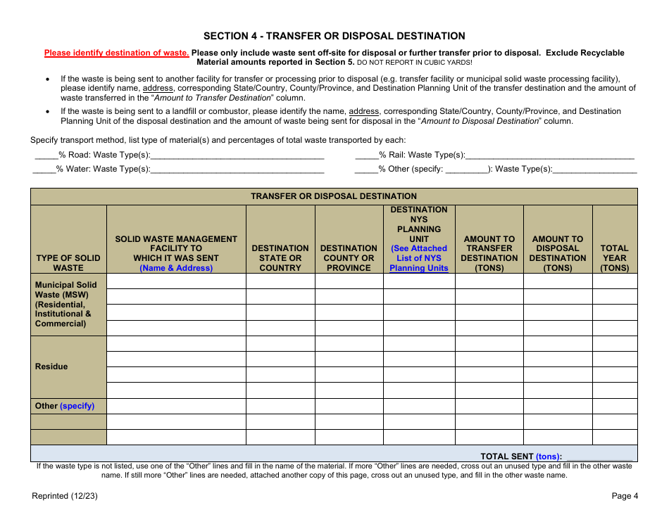 Municipal Solid Waste Processing Facility Annual Report - New York, Page 4