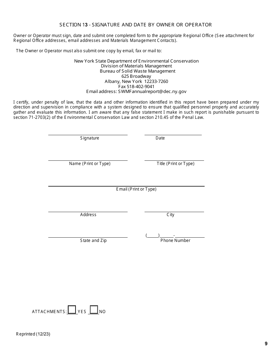 Vehicle Dismantling Facility, Motor Vehicle Repair Shop and Mobile Vehicle Crusher Annual Report - New York, Page 9