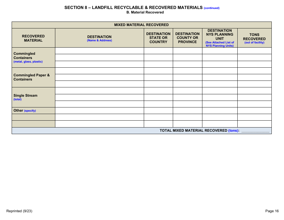 Msw, Industrial or Ash Landfill Annual / Quarterly Report - New York, Page 16