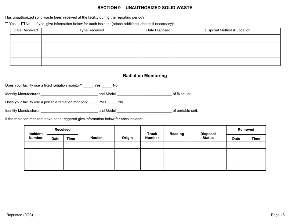 Msw, Industrial or Ash Landfill Annual / Quarterly Report - New York, Page 18