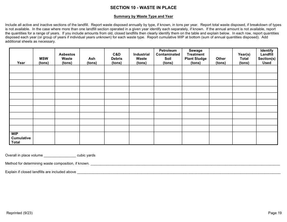 Msw, Industrial or Ash Landfill Annual / Quarterly Report - New York, Page 19