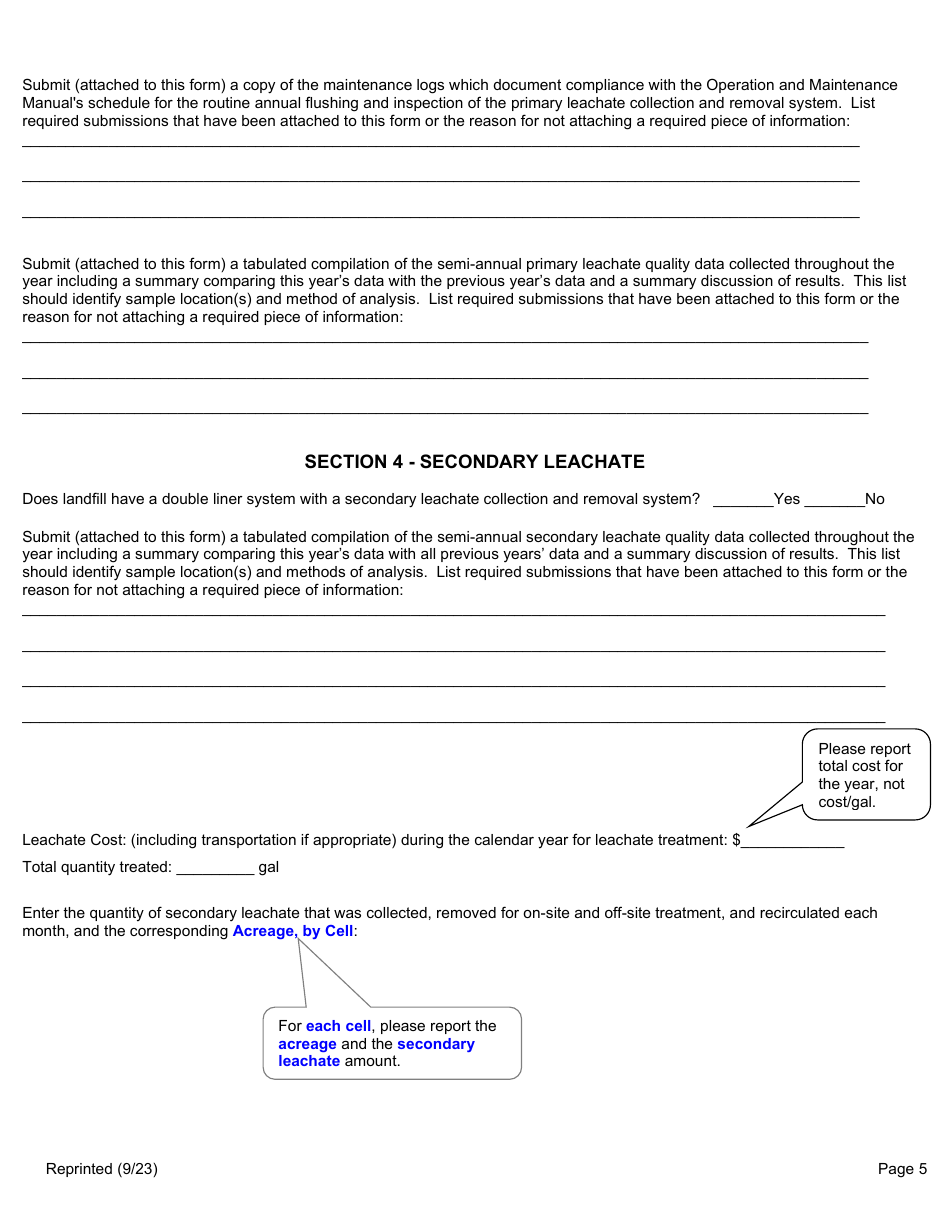 Msw, Industrial or Ash Landfill Annual / Quarterly Report - New York, Page 5