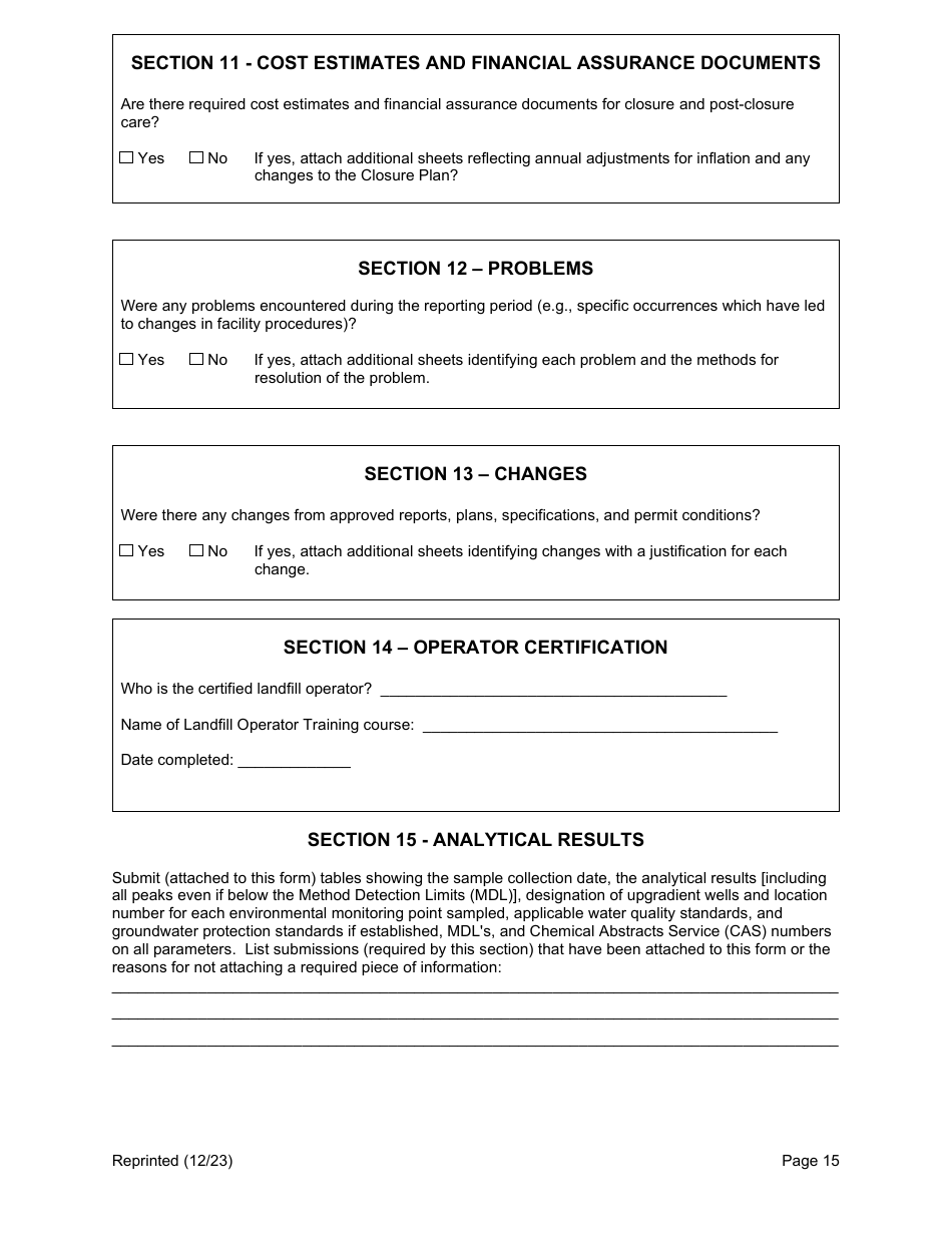 Long Island Landfill Annual / Quarterly Report - New York, Page 15