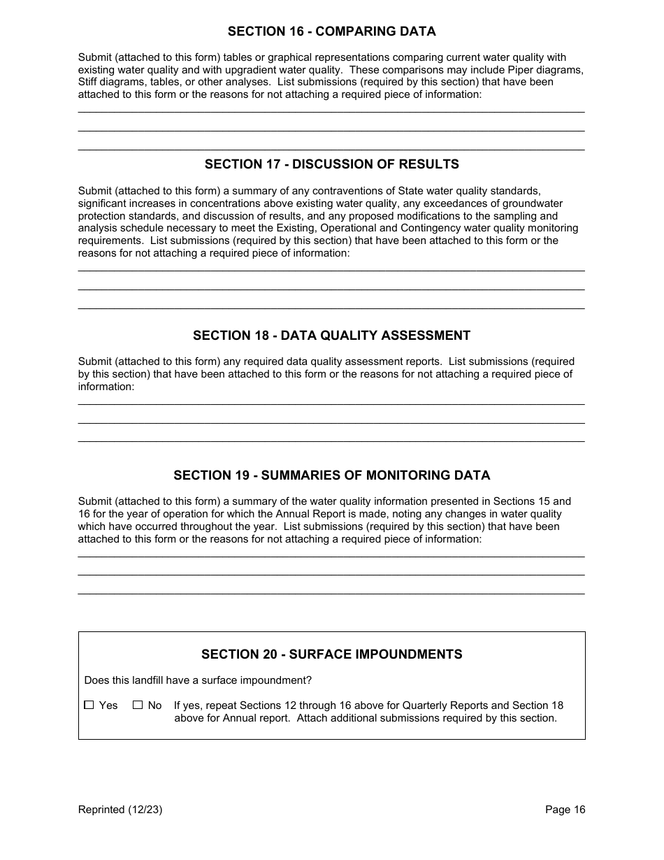Long Island Landfill Annual / Quarterly Report - New York, Page 16
