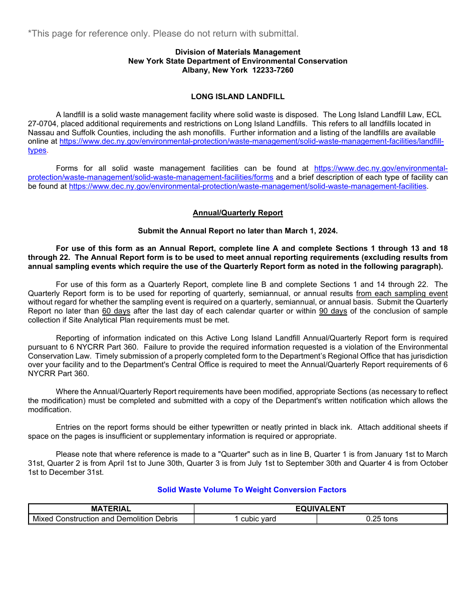 Long Island Landfill Annual / Quarterly Report - New York, Page 18