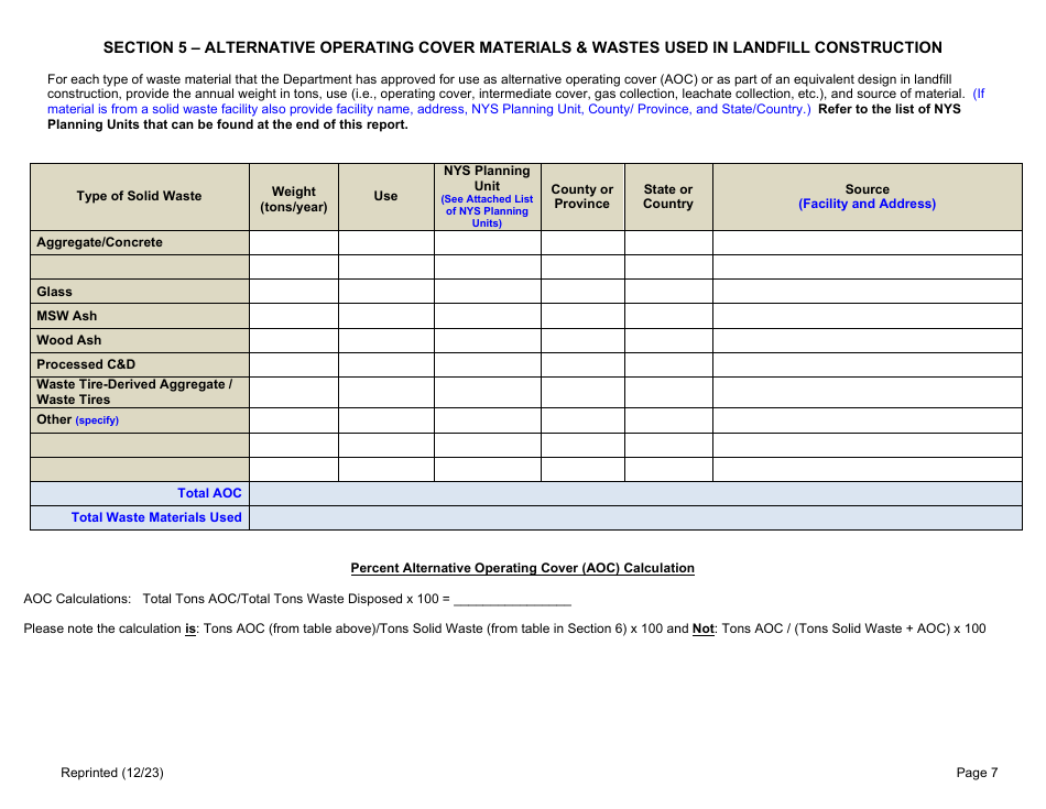 Long Island Landfill Annual / Quarterly Report - New York, Page 7