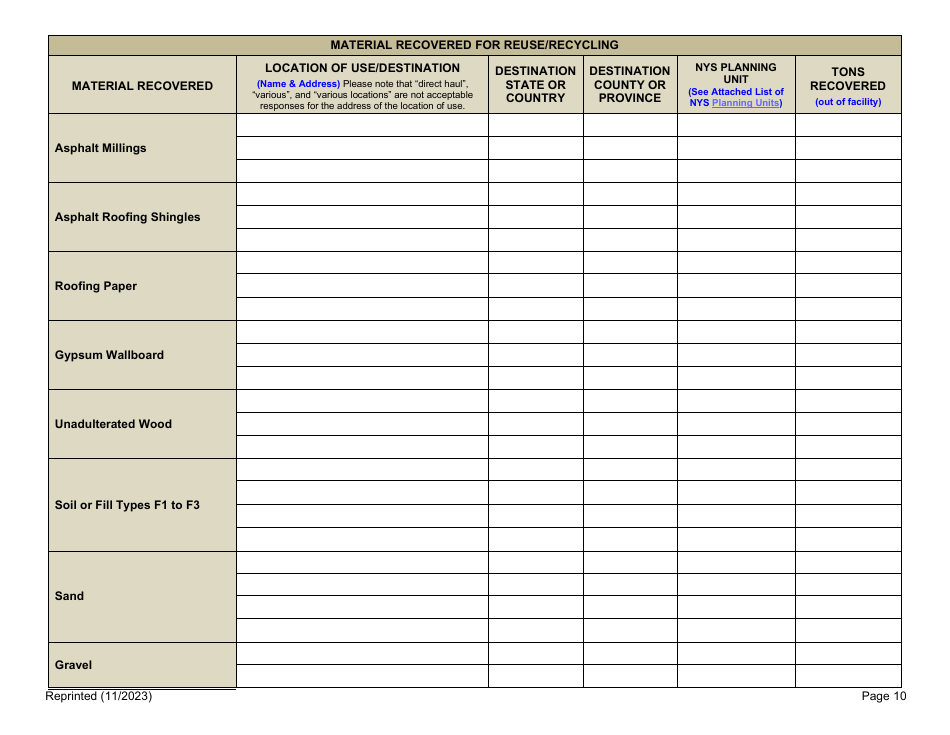Registered Cd Debris Handling and Recovery Facility Annual Report - New York, Page 10