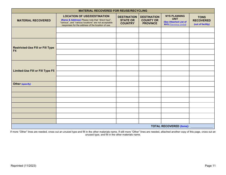 Registered Cd Debris Handling and Recovery Facility Annual Report - New York, Page 11