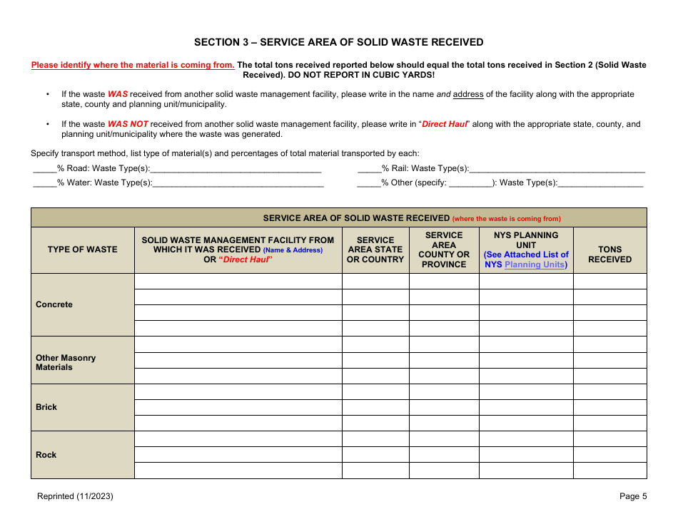 Registered Cd Debris Handling and Recovery Facility Annual Report - New York, Page 5