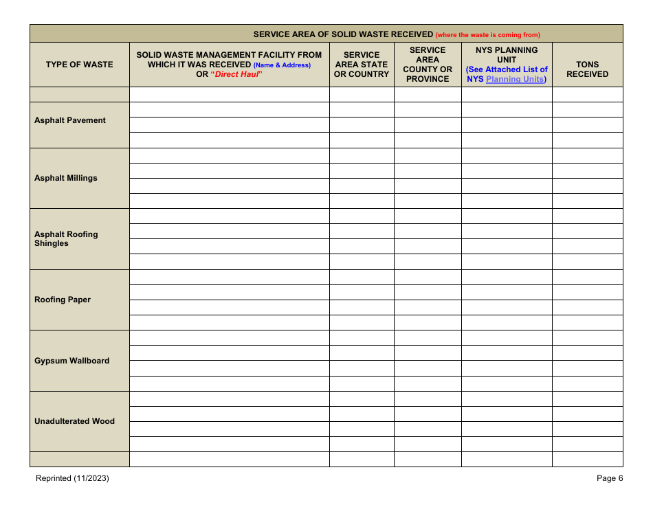Registered Cd Debris Handling and Recovery Facility Annual Report - New York, Page 6