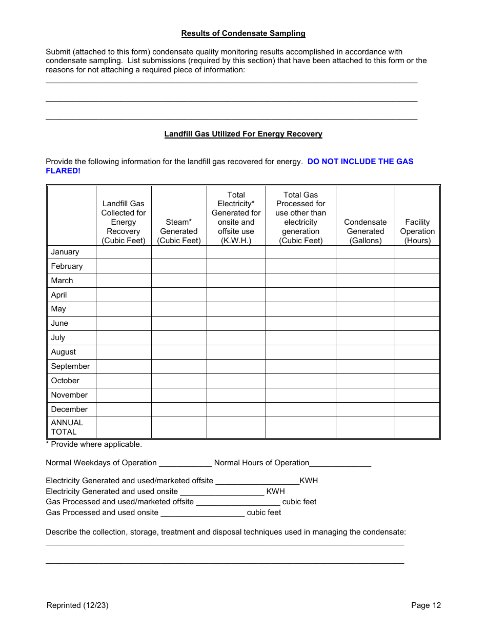 Active Construction and Demolition (Cd) Debris Landfill Annual / Quarterly Report - New York, Page 12