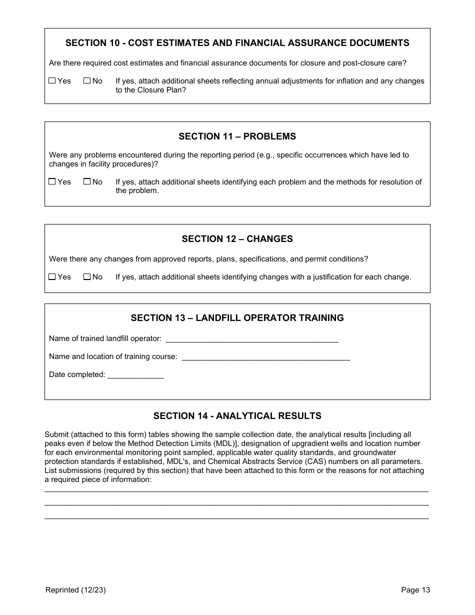 Active Construction and Demolition (Cd) Debris Landfill Annual / Quarterly Report - New York, Page 13