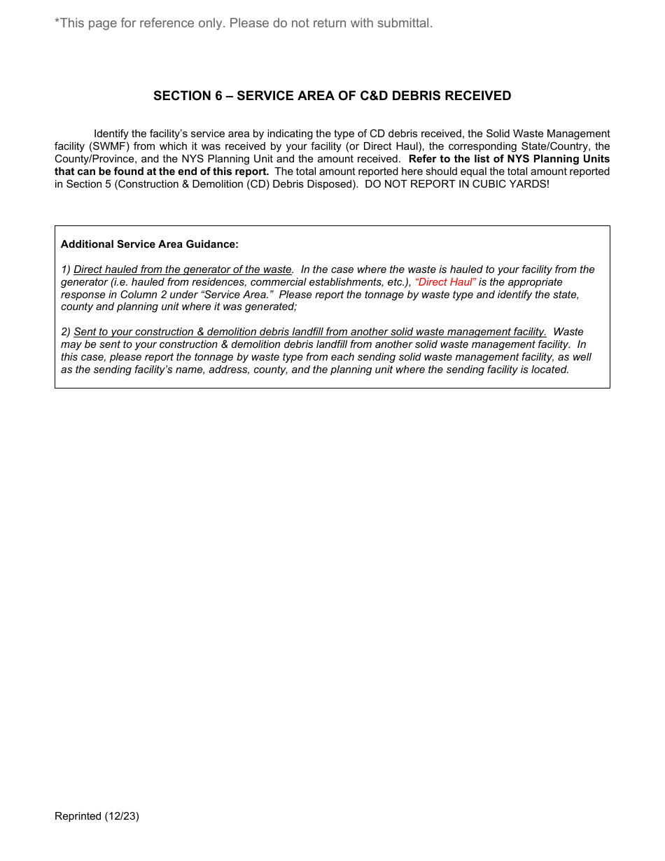 Active Construction and Demolition (Cd) Debris Landfill Annual / Quarterly Report - New York, Page 17