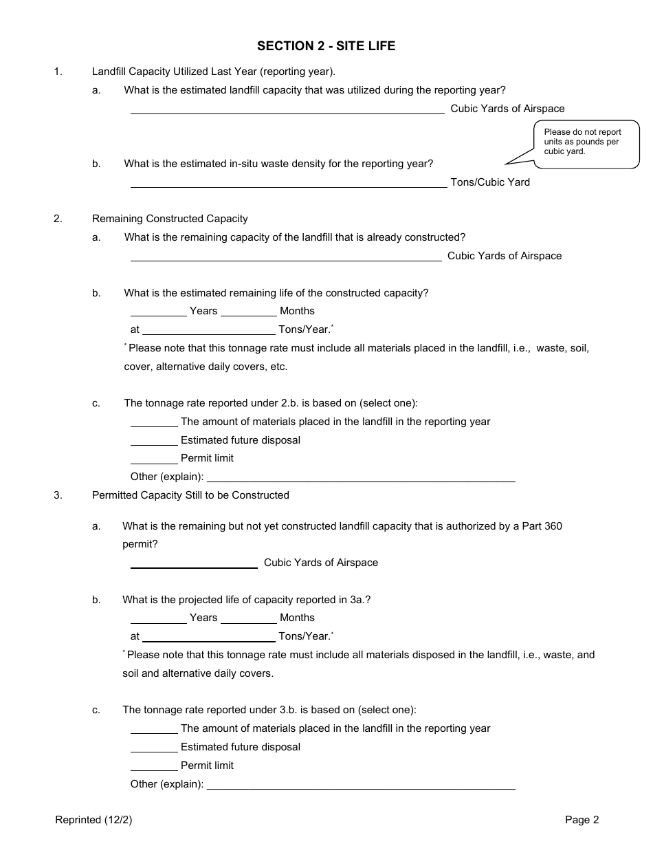 Active Construction and Demolition (Cd) Debris Landfill Annual / Quarterly Report - New York, Page 2