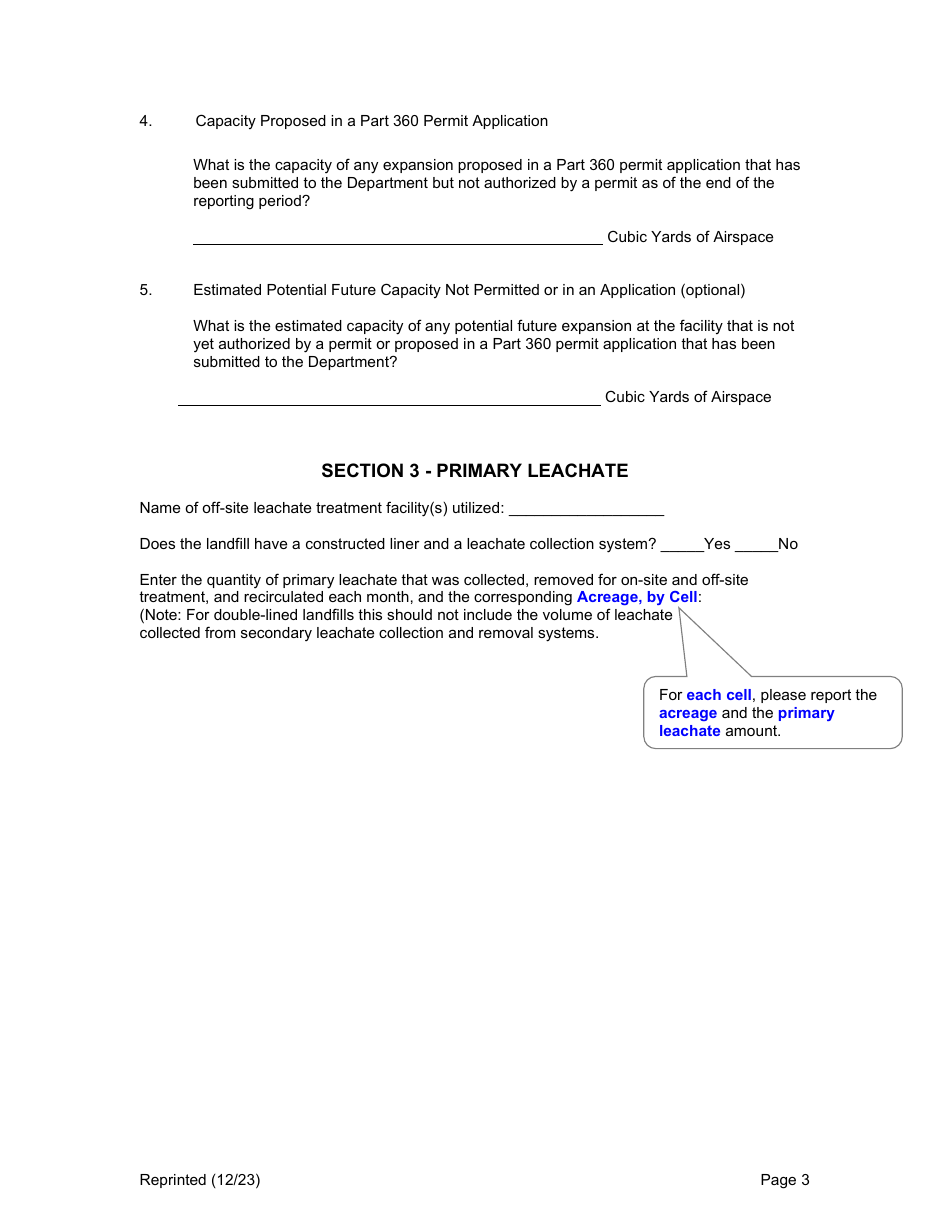 Active Construction and Demolition (Cd) Debris Landfill Annual / Quarterly Report - New York, Page 3