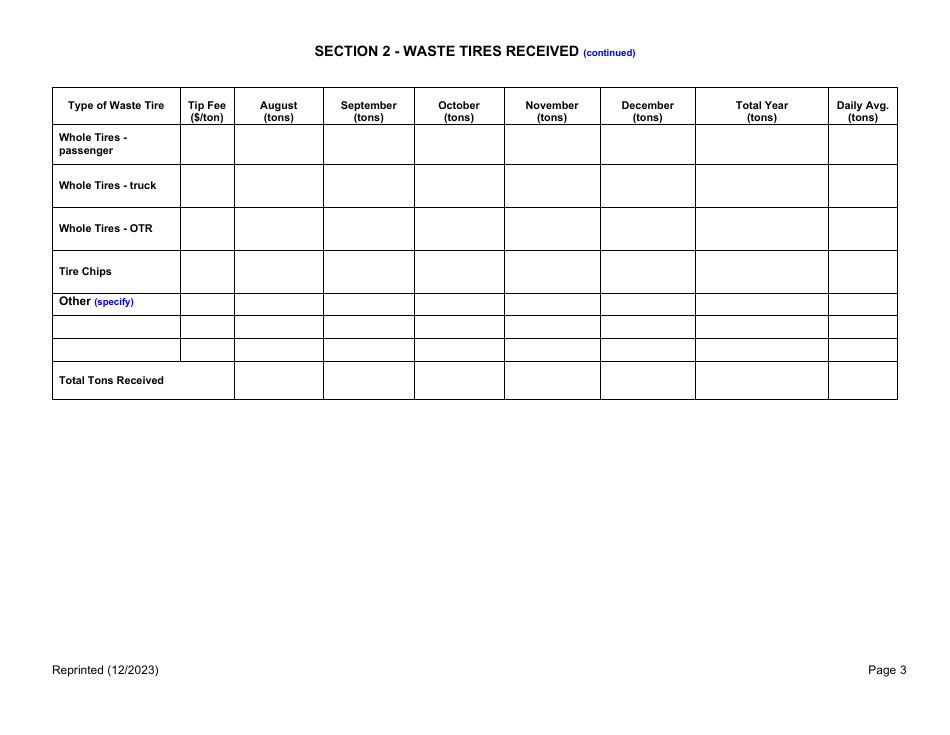 Waste Tire Handling  Recovery Facility Annual Report - New York, Page 3