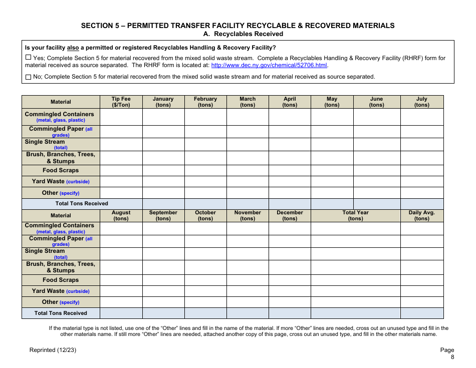 Permitted Transfer Facility Annual Report - New York, Page 8