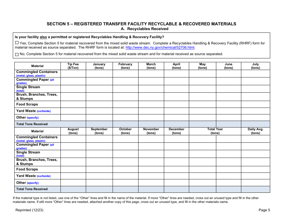 Registered Transfer Facility Annual Report - New York, Page 5