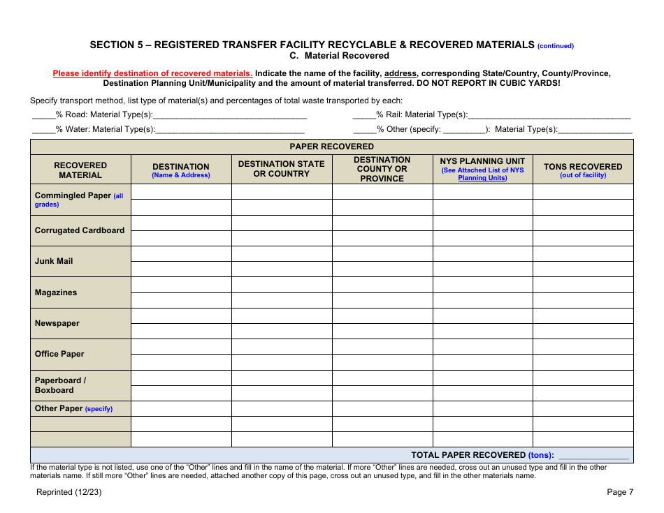 Registered Transfer Facility Annual Report - New York, Page 7
