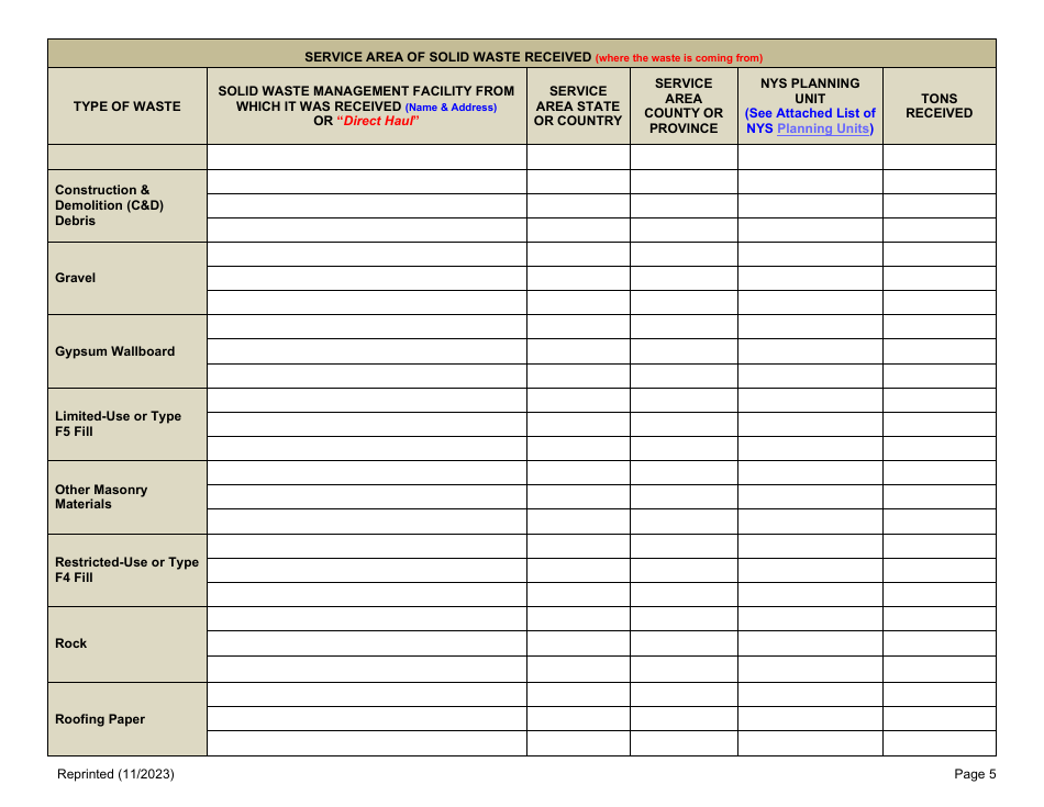 Permitted Cd Debris Handling and Recovery Facility Annual Report - New York, Page 5