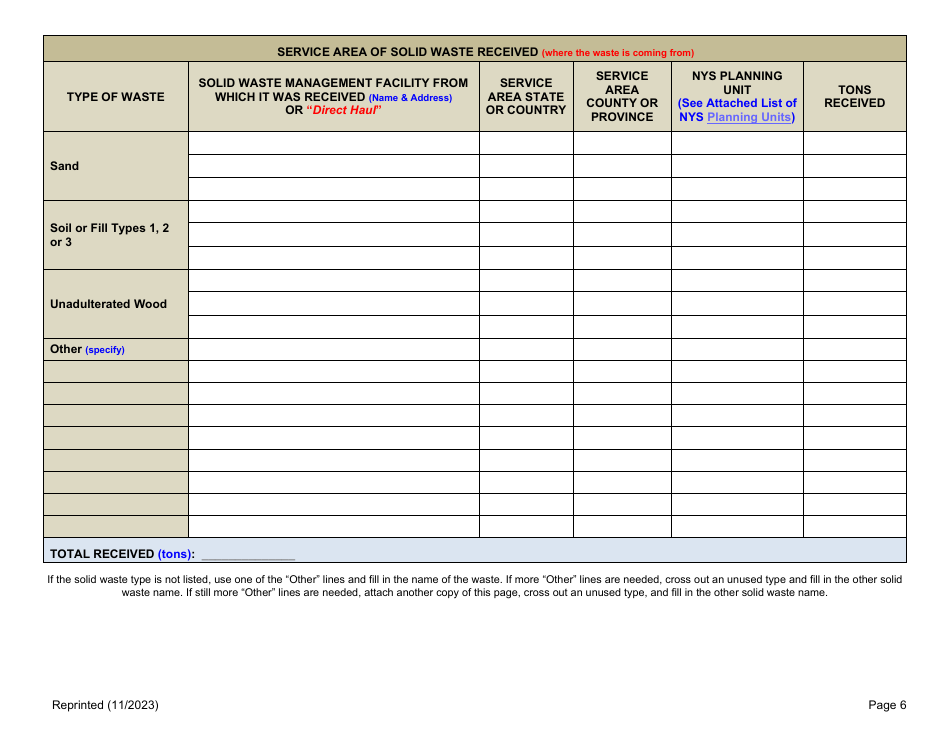Permitted Cd Debris Handling and Recovery Facility Annual Report - New York, Page 6
