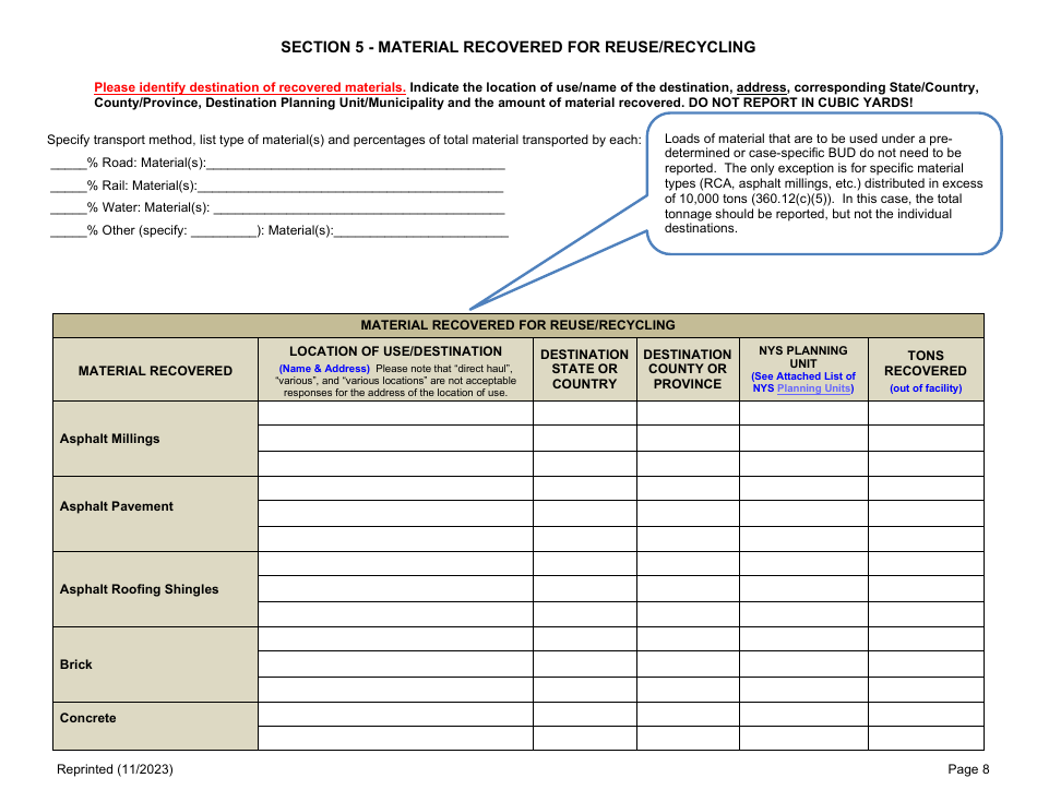 Permitted Cd Debris Handling and Recovery Facility Annual Report - New York, Page 8