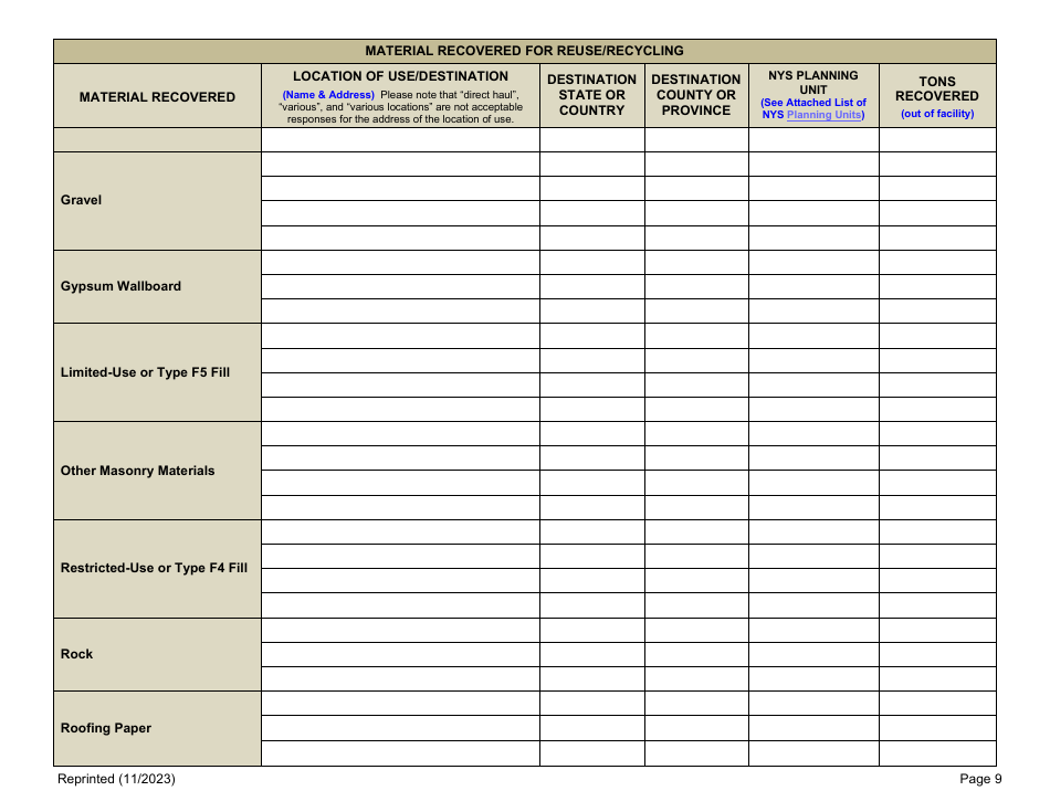 Permitted Cd Debris Handling and Recovery Facility Annual Report - New York, Page 9
