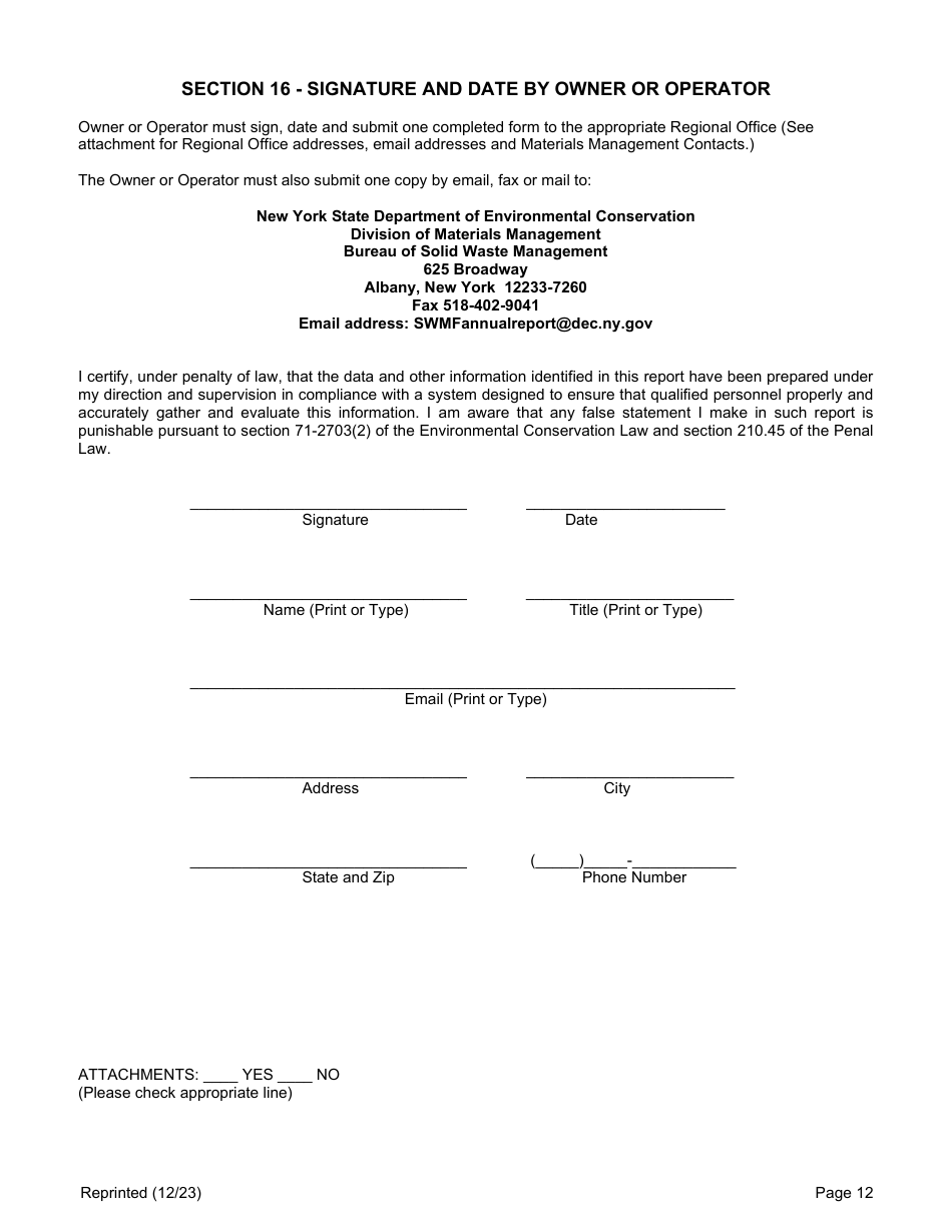 Combustion and Thermal Treatment Facility Annual / Quarterly Report - New York, Page 12