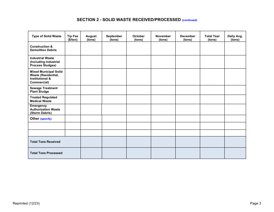 Combustion and Thermal Treatment Facility Annual / Quarterly Report - New York, Page 3