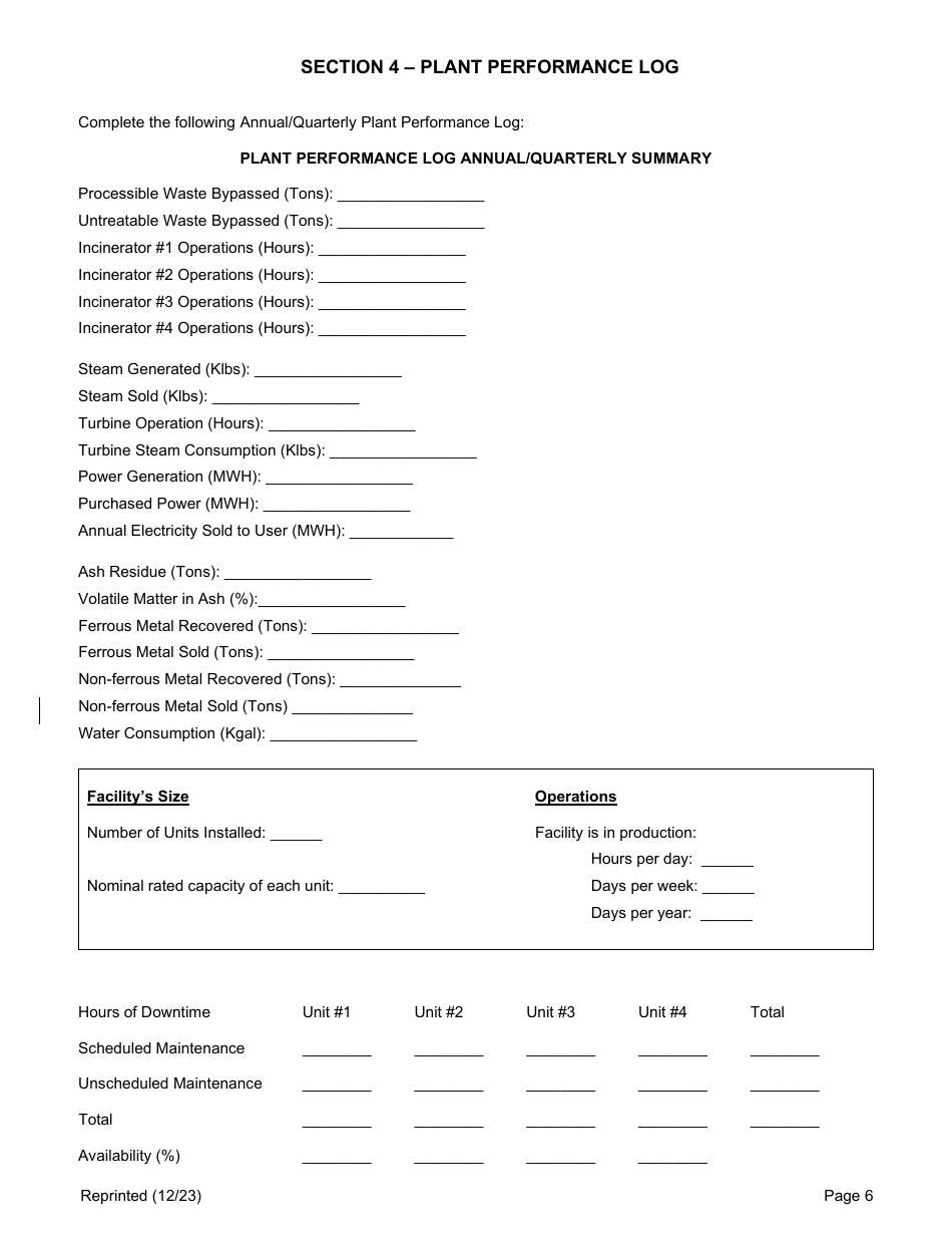 Combustion and Thermal Treatment Facility Annual / Quarterly Report - New York, Page 6