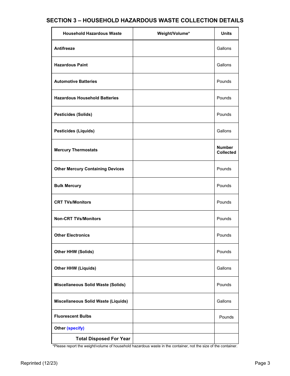 Household Hazardous Waste Collection Facility Annual Report - New York, Page 3