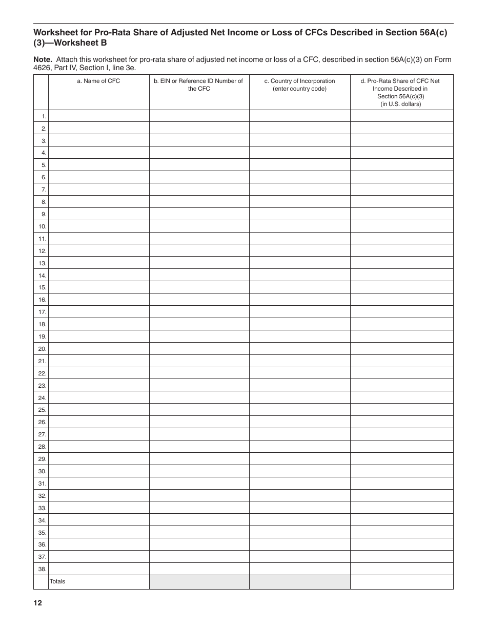 Download instructions for irs form 4626 alternative minimum tax