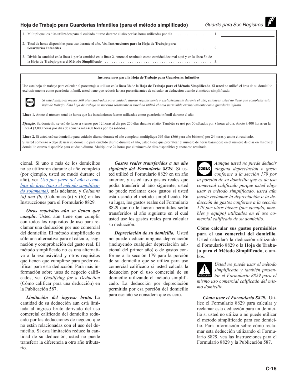 Instrucciones para IRS Formulario 1040 (SP) Anexo C Ganancias O Perdidas De Negocios (Spanish), Page 15