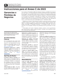 Instrucciones para IRS Formulario 1040 (SP) Anexo C Ganancias O Perdidas De Negocios (Spanish)