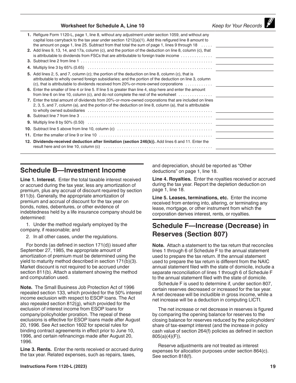 Instructions for IRS Form 1120-L U.S. Life Insurance Company Income Tax Return, Page 19