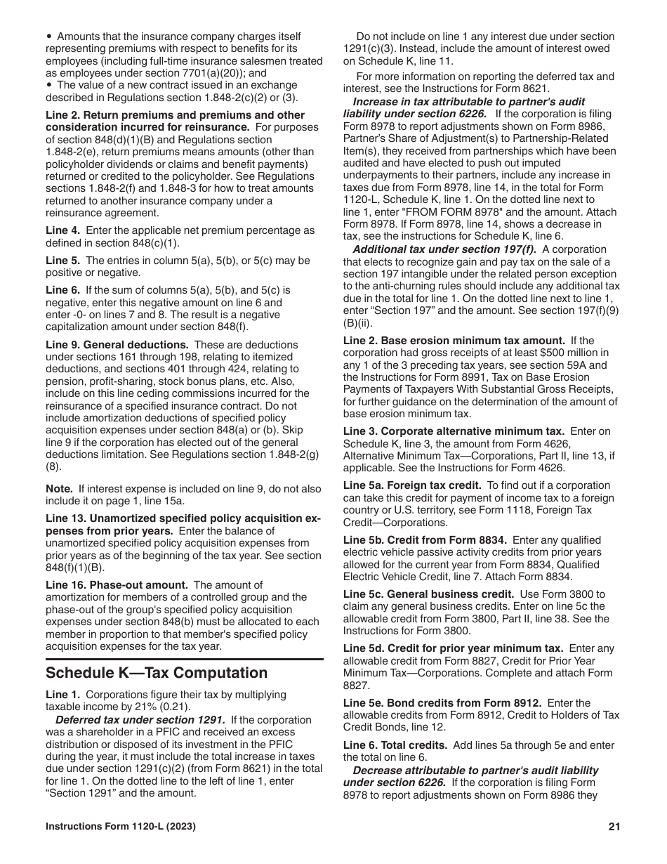 Instructions for IRS Form 1120-L U.S. Life Insurance Company Income Tax Return, Page 21