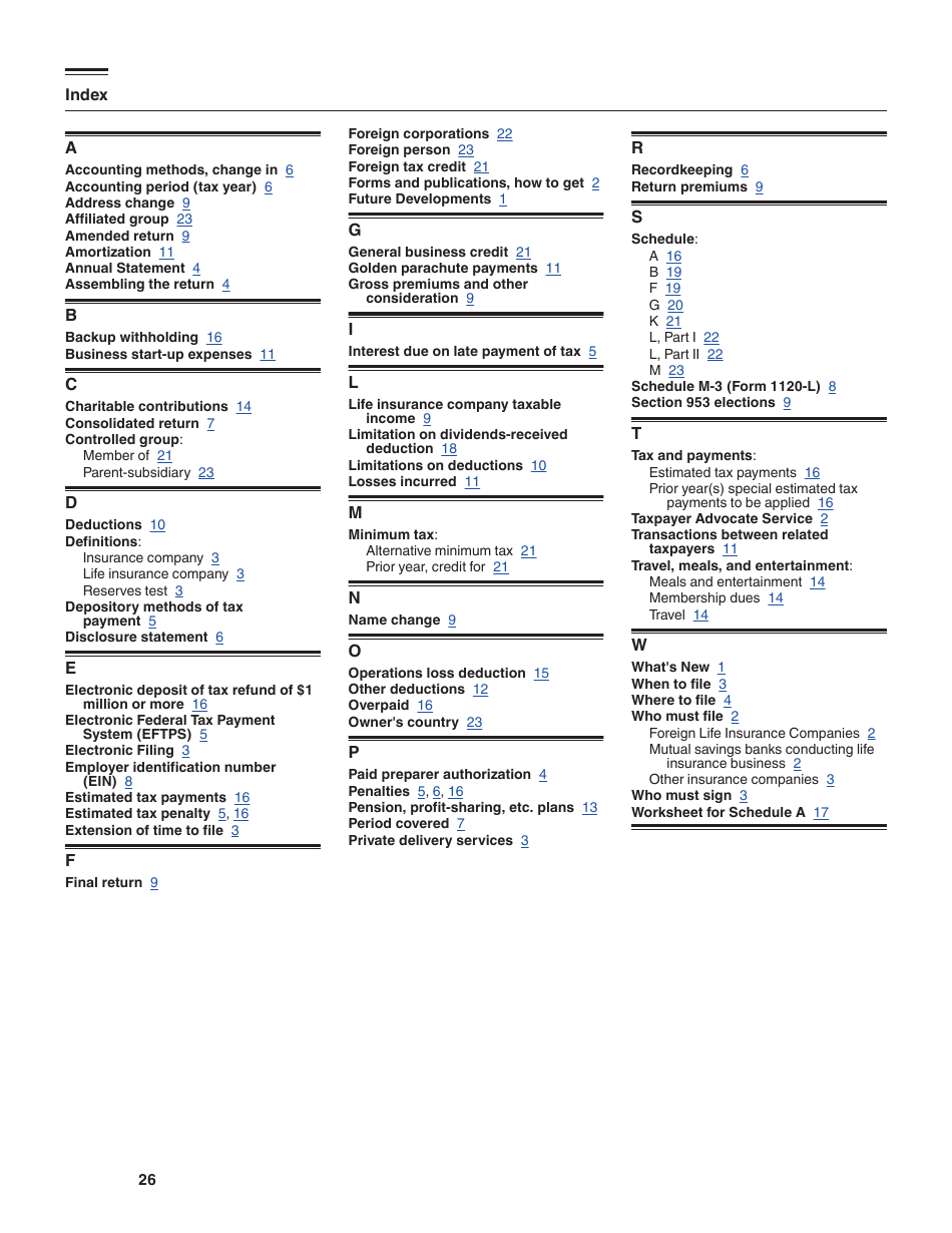 Instructions for IRS Form 1120-L U.S. Life Insurance Company Income Tax Return, Page 26